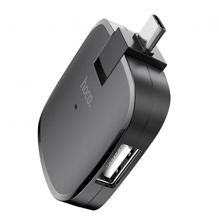 Переходник HOCO HB11 Type-C, USB - 3USB, черный, (USB 2:0 - 480 Мбит/с)