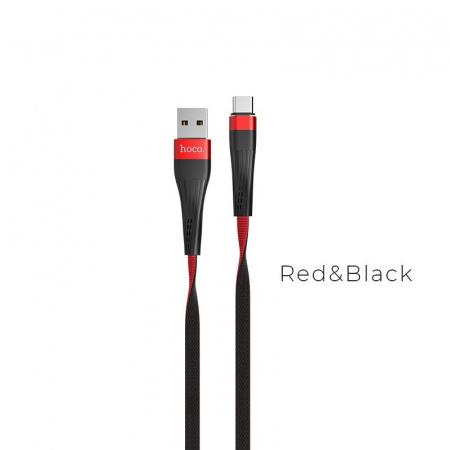 Кабель Hoco U39 Slender, USB - USB Type-C, 1.2 м, черно-красный