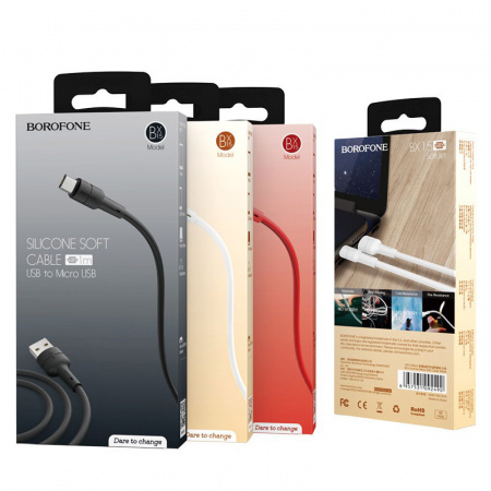Кабель Borofone BX15 SoftJet USB - micro USB, 1 м красный