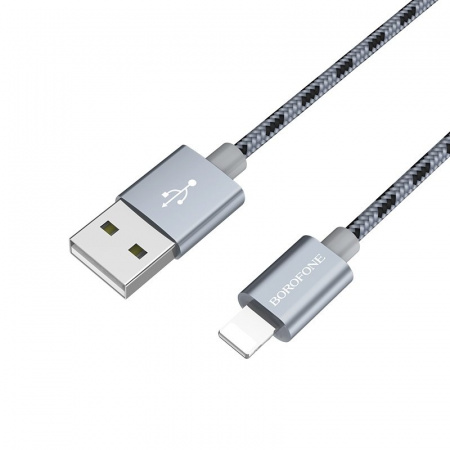 Кабель Borofone BX24 Ring current, lightning, 1 м, серый