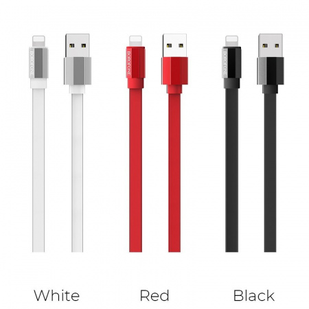 Кабель Borofone BU8, lightning, 1.2 м, белый
