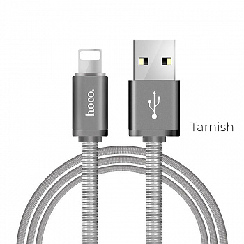 Кабель Hoco U5 Full-Metal, lightning, 1.2 м, серый