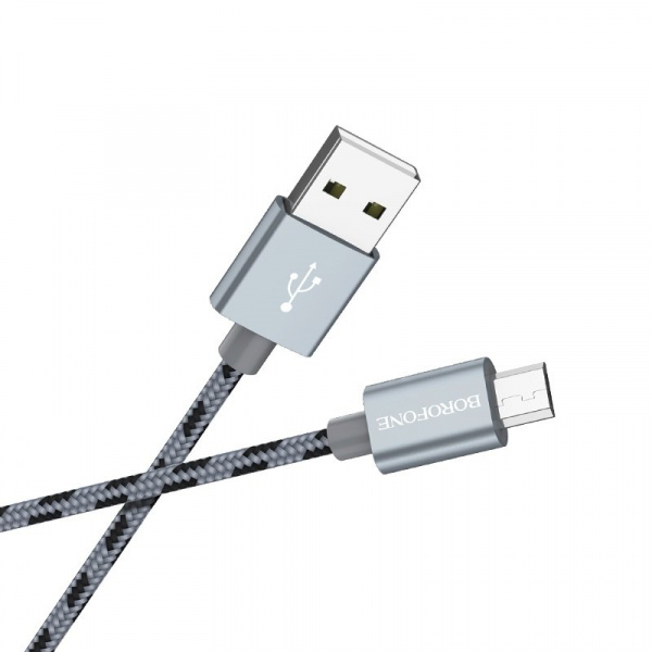 Кабель Borofone BX24 USB - micro USB, 1 м серый