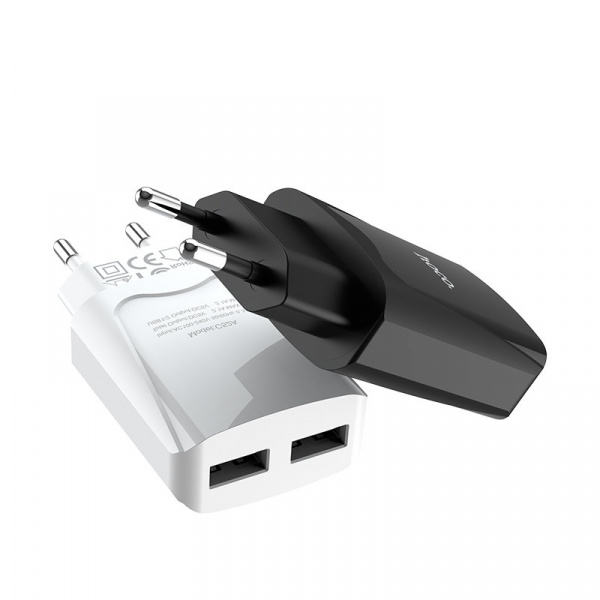Сетевое зарядное устройство Hoco C52A 2 USB, 2.1А, черный