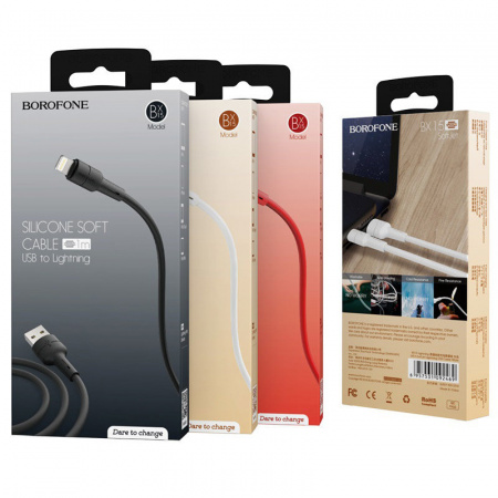 Кабель Borofone BX15 SoftJet, lightning, 1 м, красный
