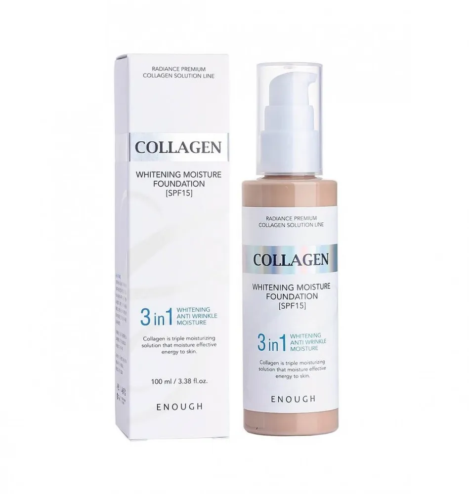 Тональный осветляющий крем для лица Enough Collagen Whitening Moisture foundation SPF 15+